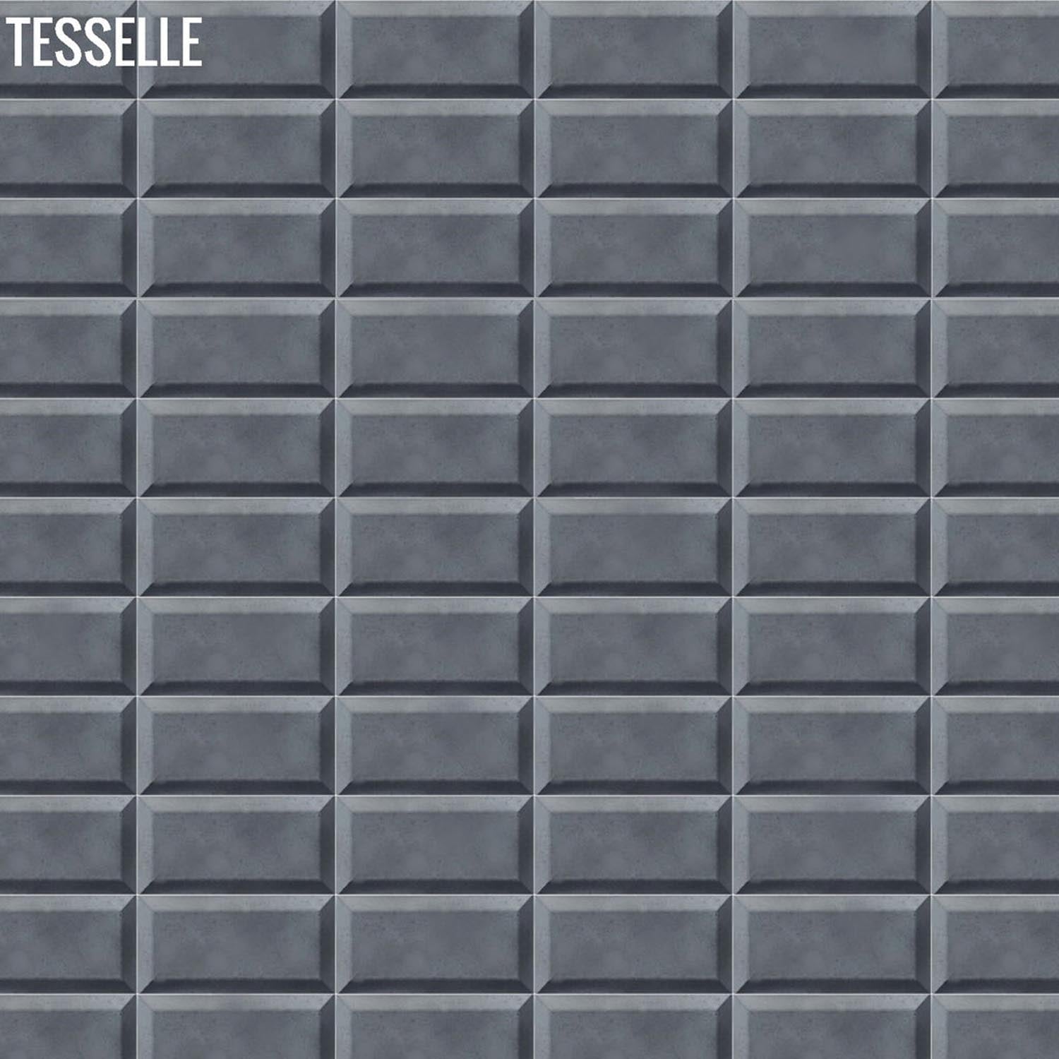Tesselle | Sonia Graphite 6"x3" Beveled Cement Wall Tile