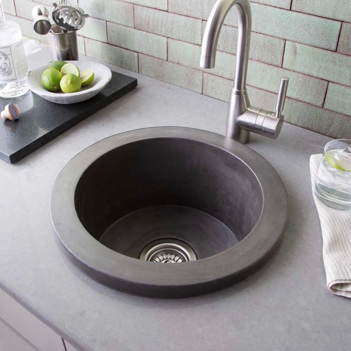 Native Trails | Olivos Round Concrete Bar and Prep Sink in Charcoal