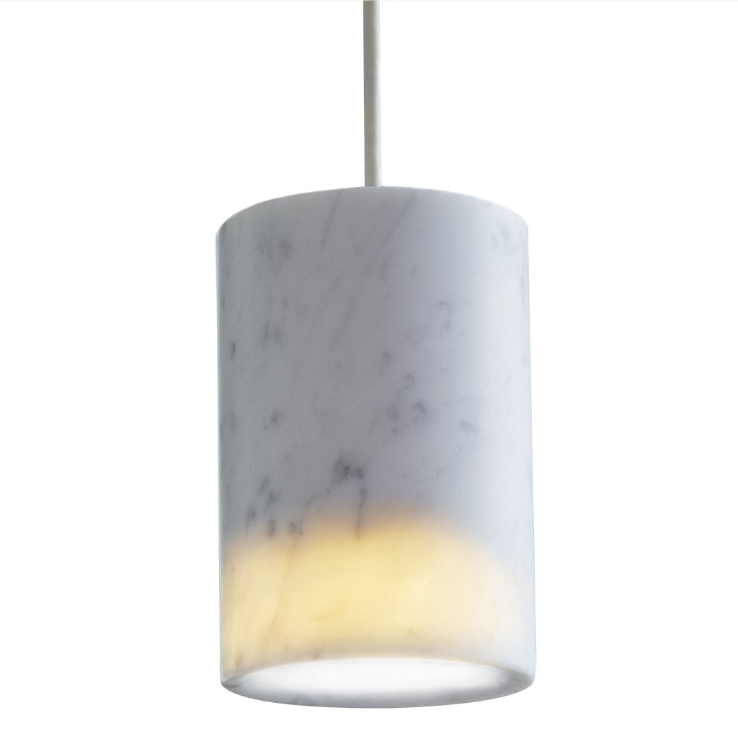 Terence Woodgate | Solid Cylinder Pendant - White Carrara Marble