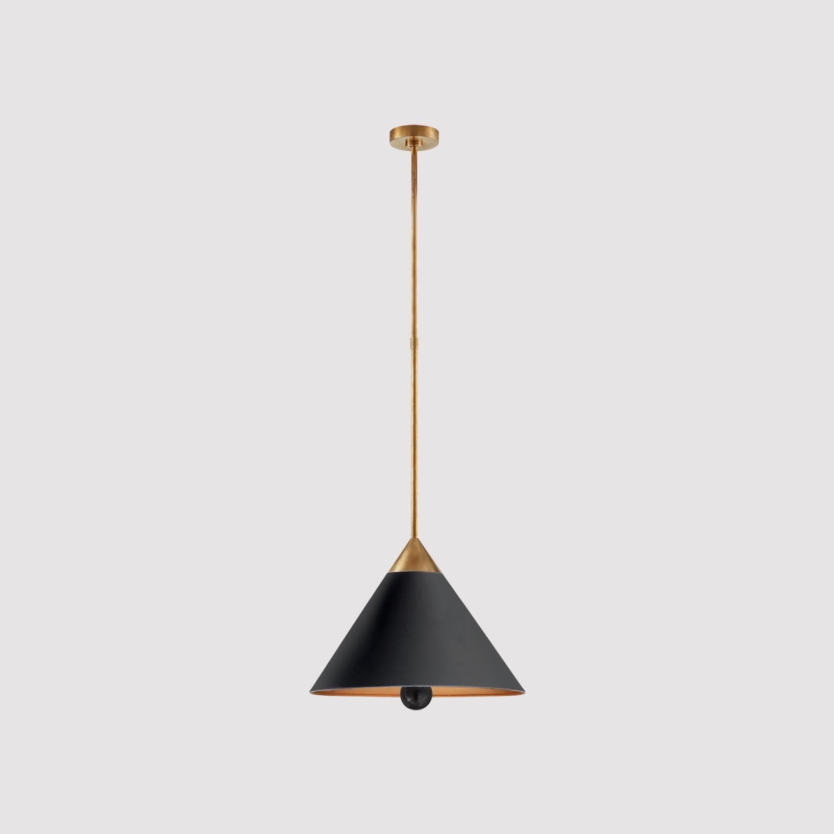 Visual Comfort Kelly Wearstler Cleo Pendant with black shade and burnished brass finish