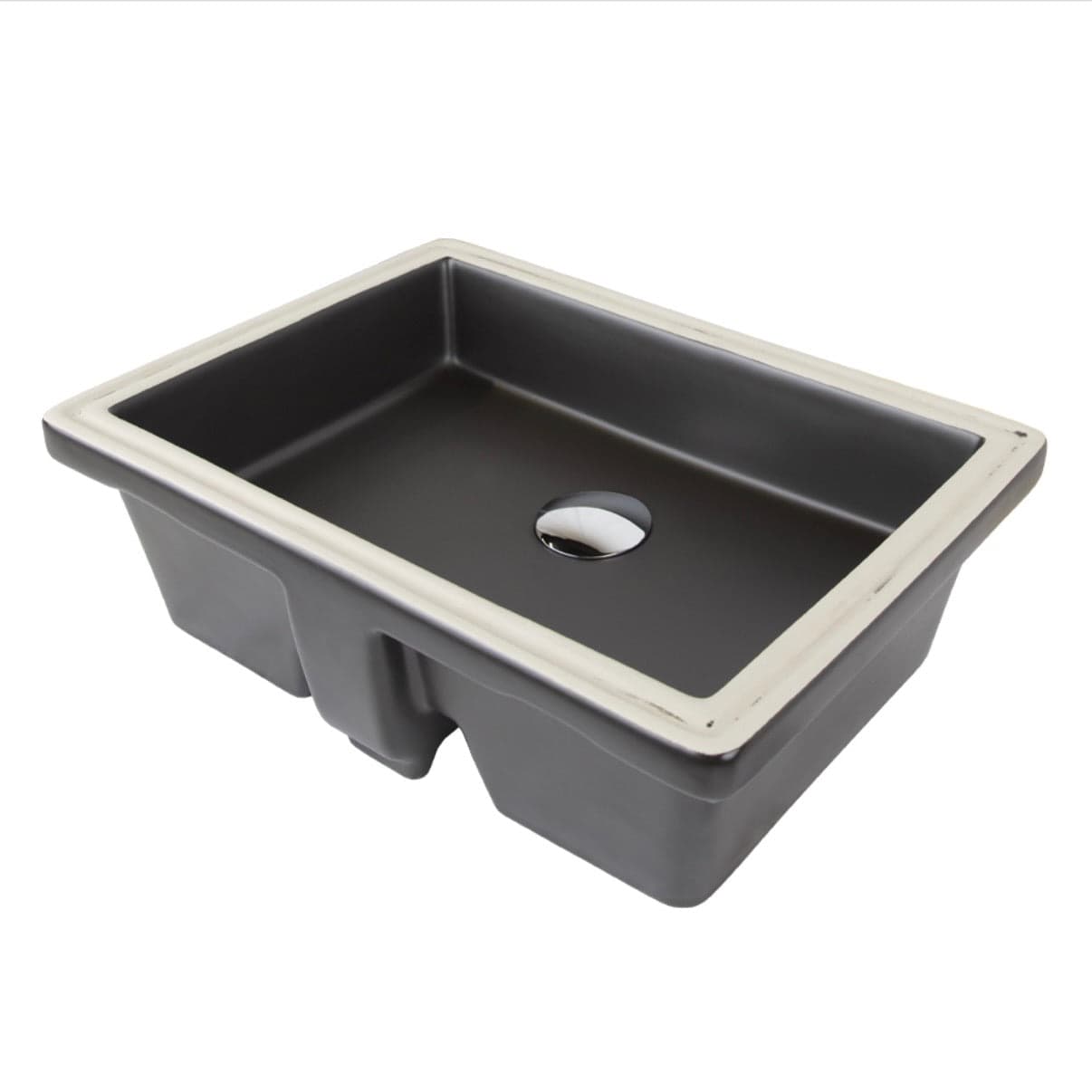 Lacava Cube Undermount Sink in matte black porcelain, 19.5"w x 14.1"d x 6"h