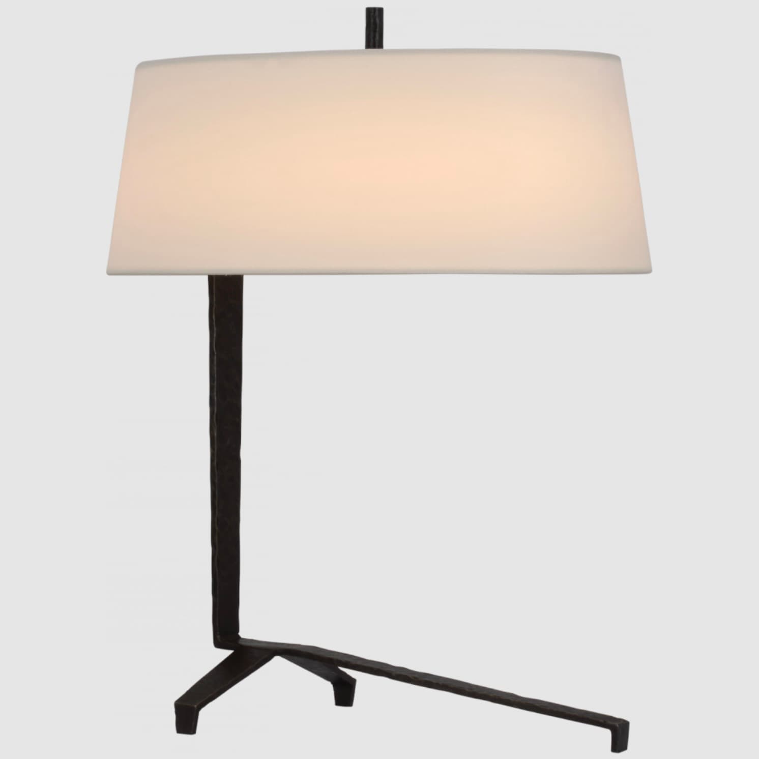 Visual Comfort & Co. Francesco Accent Lamp in Aged Iron with Linen Shade