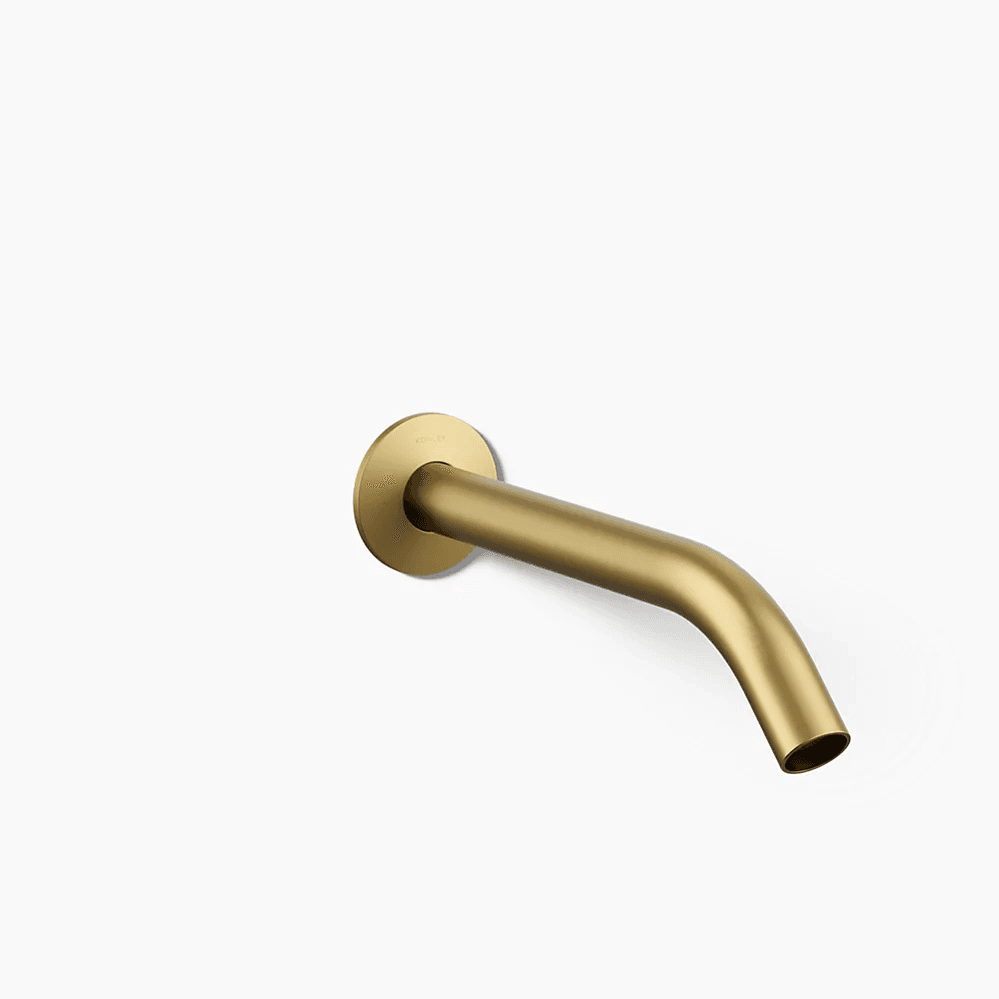 Kohler Components wall-mount sink faucet spout in brushed moderne brass with 10-inch reach
