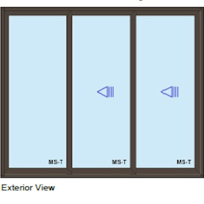 Loewen | 3-Panel Multi-Slide Exterior Door, 102 x 85 OXX. Alum Ext, Fir Interior