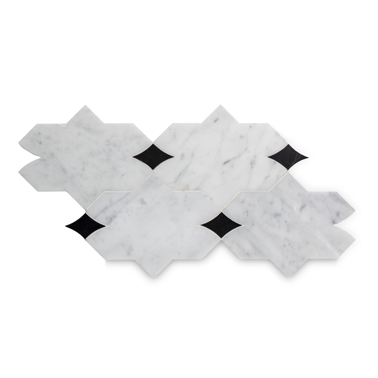 Ann Sacks | Benton Mosaics Aletta Stone Mosaic Tile Carrara + Nero Marquina