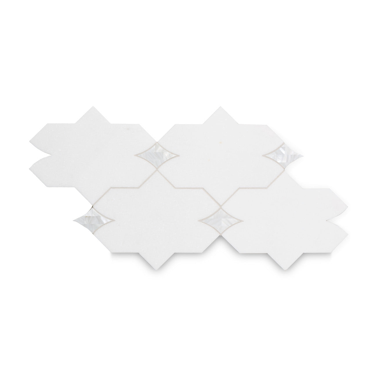 Ann Sacks | Benton Mosaics Aletta Stone Mosaic Tile White Thassos + Shell