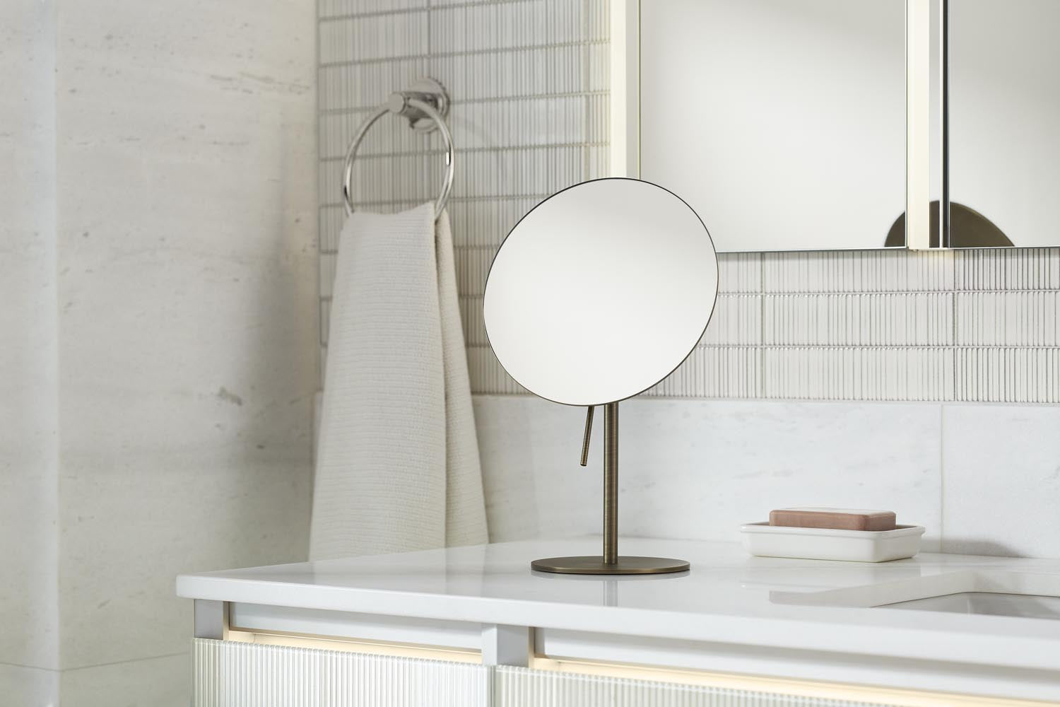 Robern | Freestanding 5X Magnification Mirror Satin Nickel