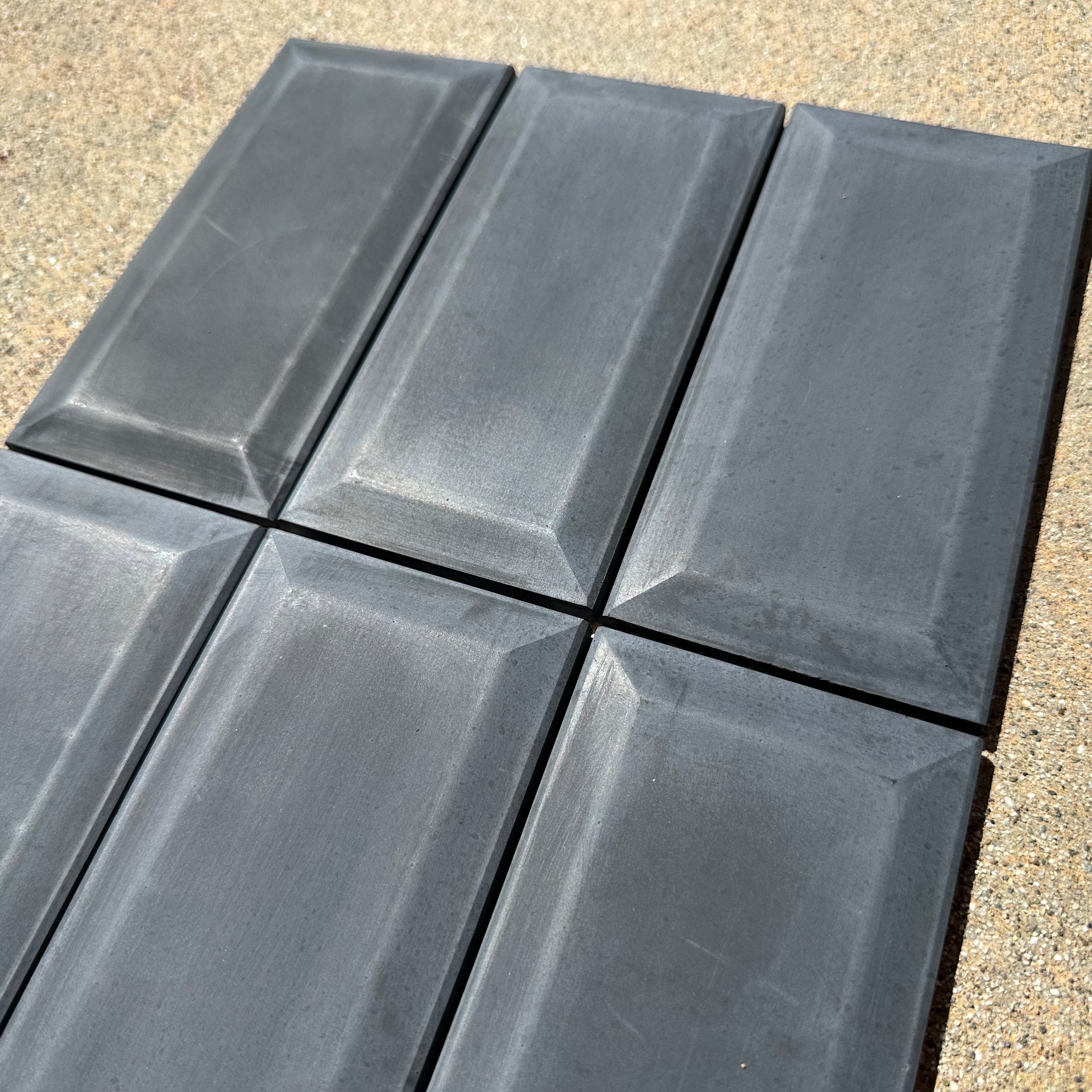 Tesselle | Sonia Graphite 6"x3" Beveled Cement Wall Tile