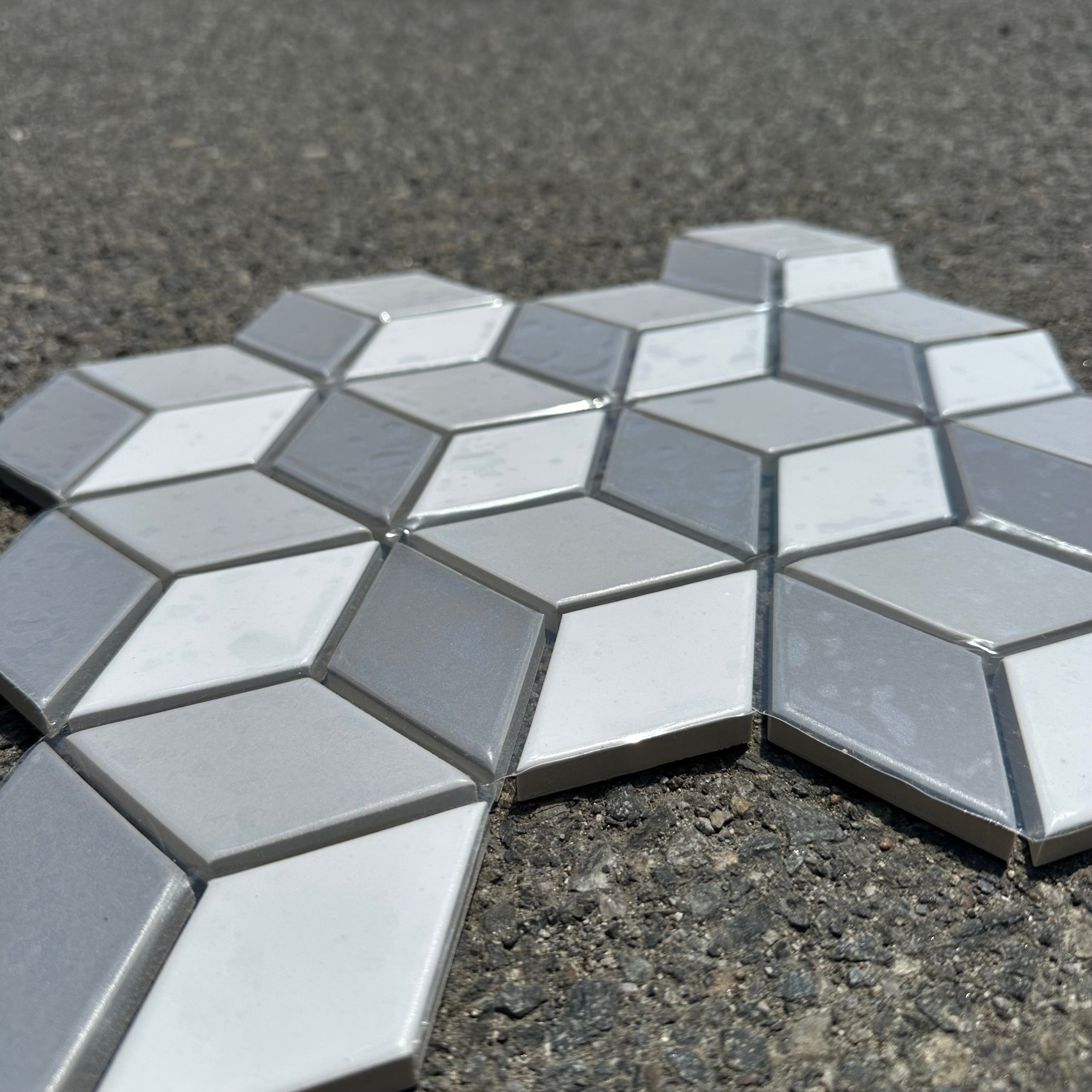 Heath Ceramics | Little Diamond in Chalk, Storm and Cloud Grey