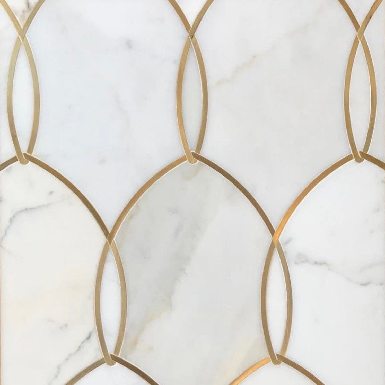 Seven Seas Collection | Calacatta Gold & Brass Marble Mosaic - Gentle Net