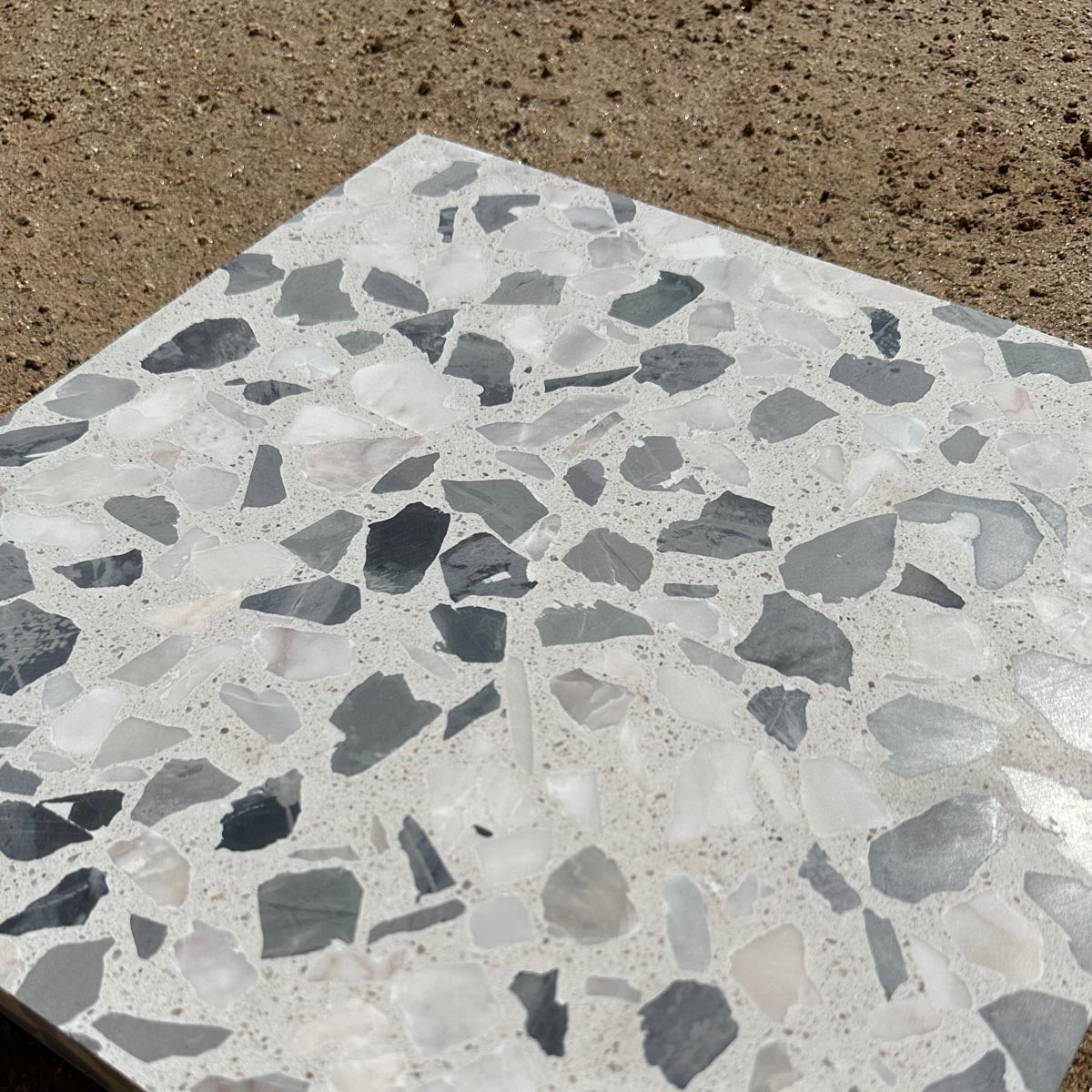 Concrete Collaborative | Venice 24x24 Alabaster Marble  Lgt Grey Chip Terrazzo