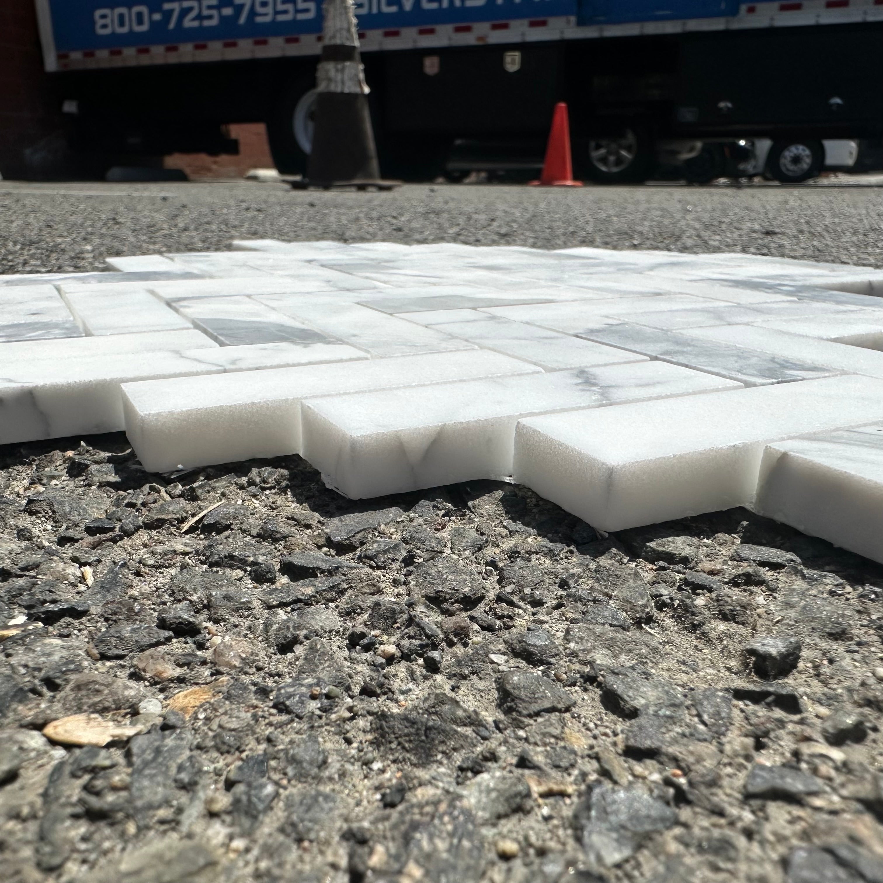 Statuary White Marble | 1x3 Herringbone Mosaic Tile Honed