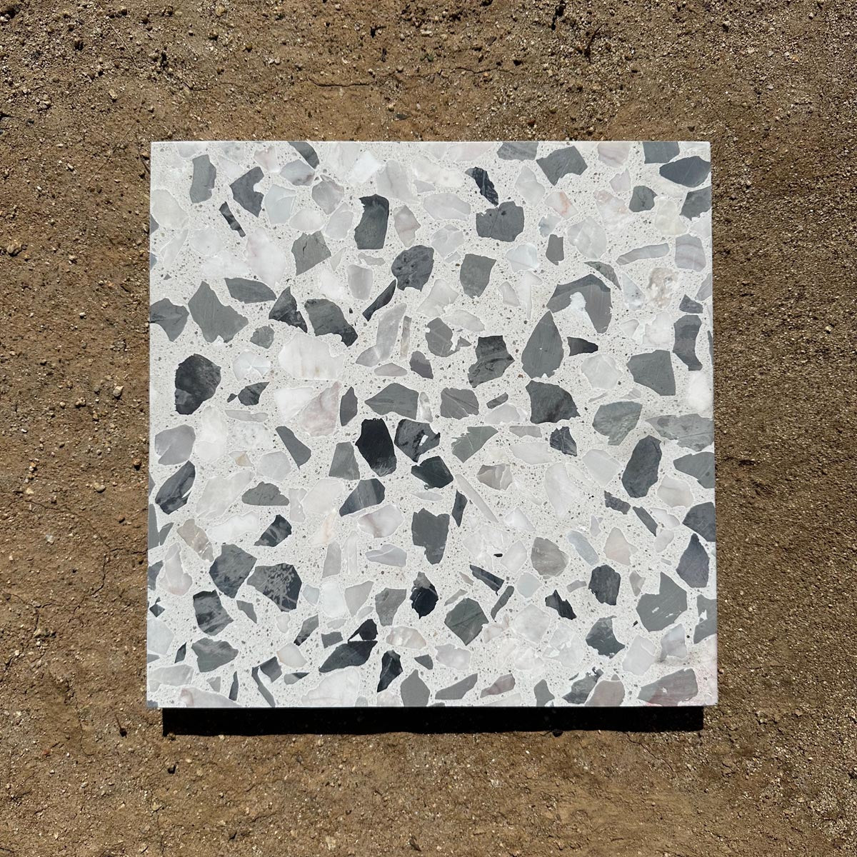 Concrete Collaborative | Venice 24x24 Alabaster Marble  Lgt Grey Chip Terrazzo
