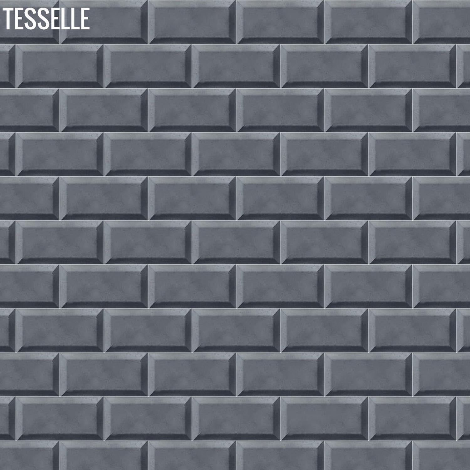 Tesselle | Sonia Graphite 6"x3" Beveled Cement Wall Tile