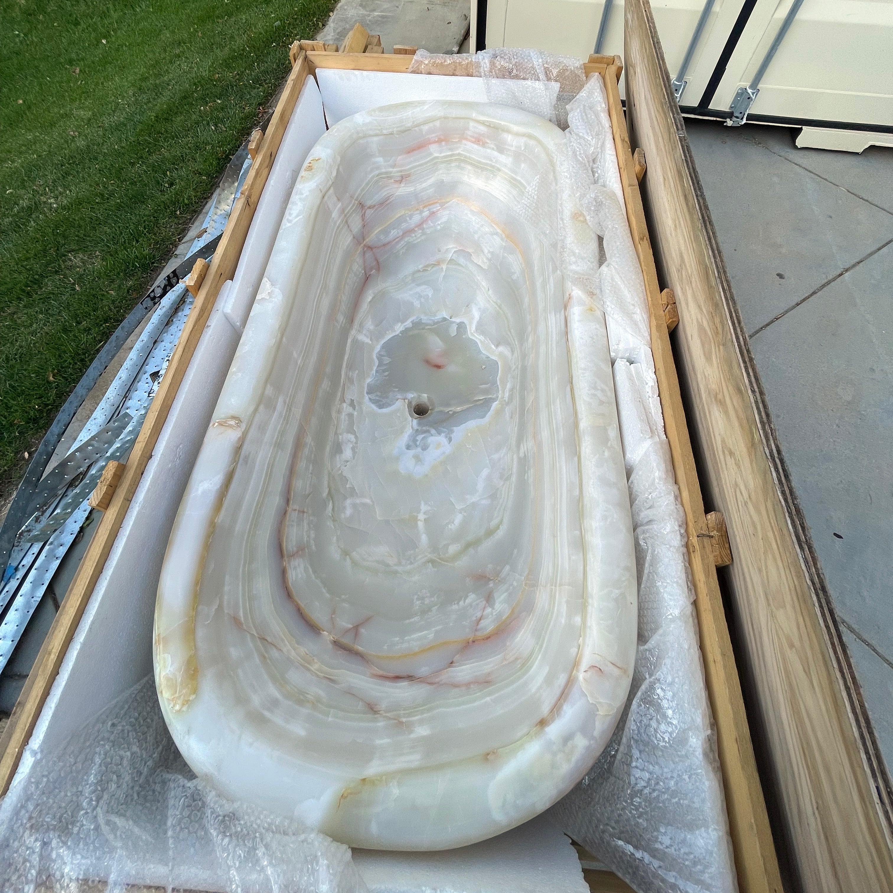 Onyxrus Store | Ice White Onyx Bath Tub 65"X 32"X 25"