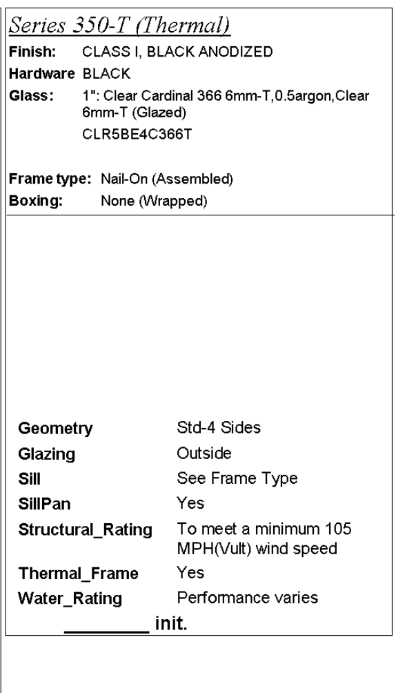 Fleetwood | Series 350-T Picture Window, Frame 48W x 80H Black Anodized Alum