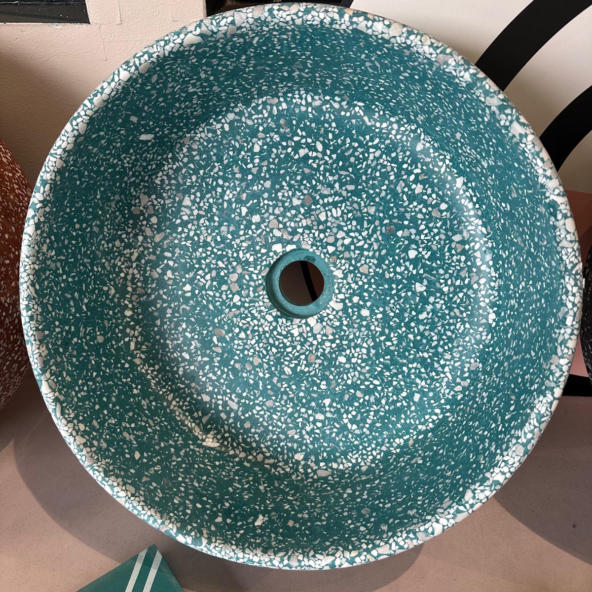 Concrete Collaborative | Concrete Terrazzo Round Sink in Color Spa, Light Chip