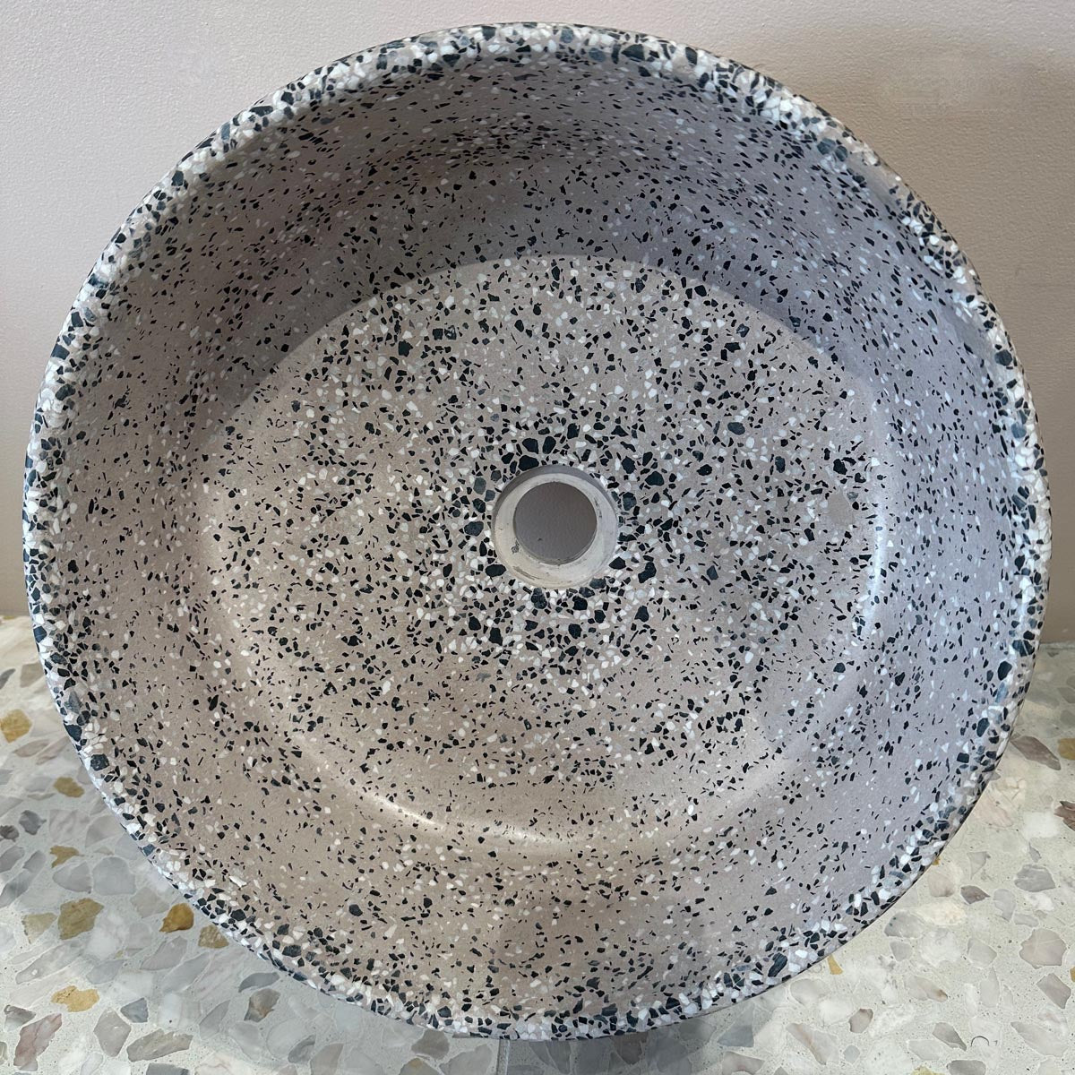 Concrete Collaborative | Concrete Terrazzo Round Sink in Lilac, Dark Chip