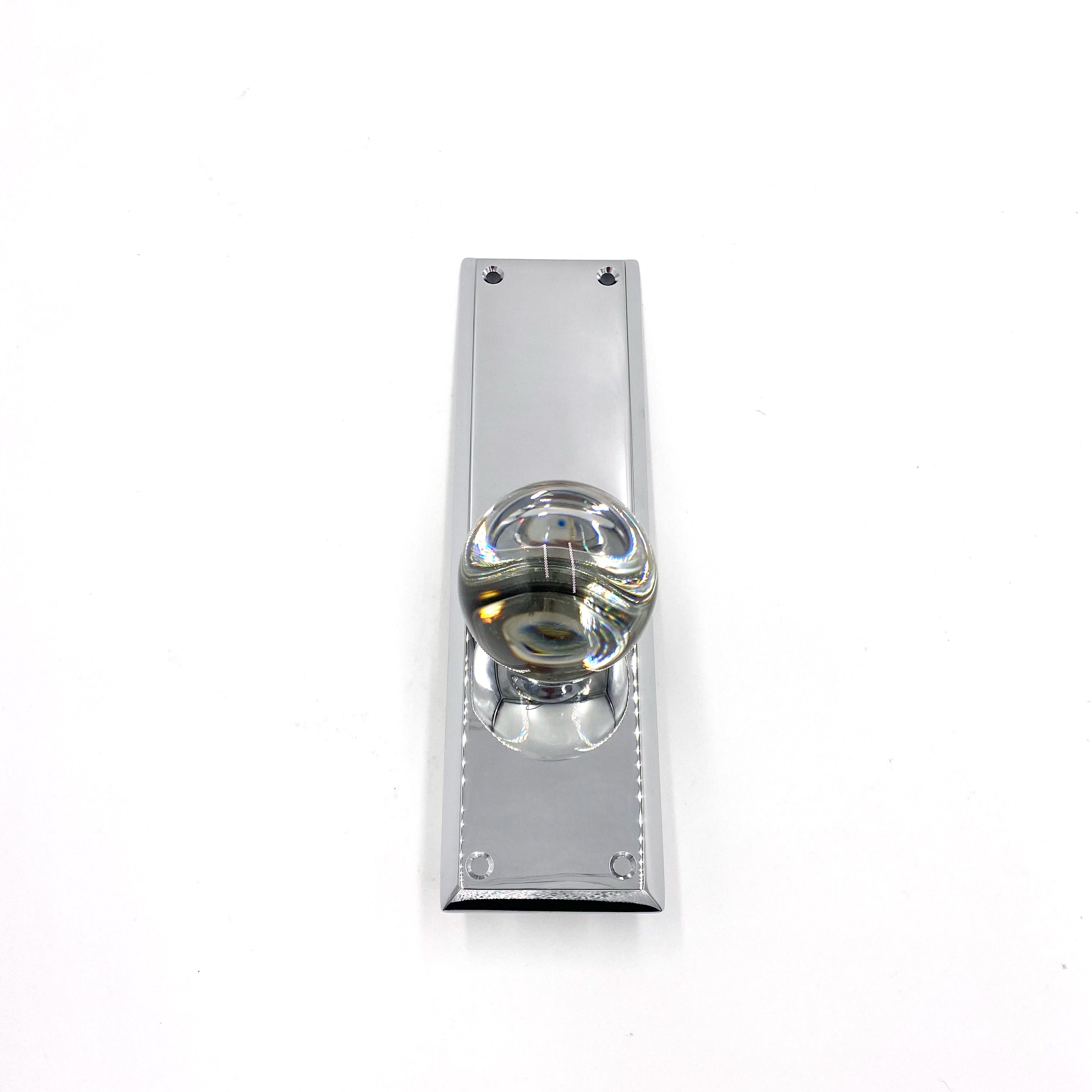 Emtek | Quincy 9in No-Key Sideplate Prvcy Door Handle Bristol Crystal Pol Chrome